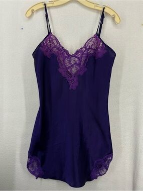 Vintage Victoria’s Secret Lingerie Slip Lace Dress Satin Small Purple